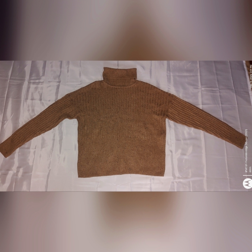 Michael Kors Tan Brown Turtleneck Sweaterich Large Wool Blend